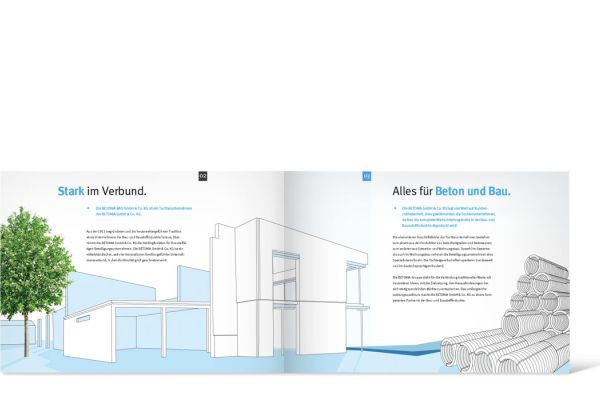 Betonia Bau | Imagebroschüre Doppelseite Betonia Bau | Imagebroschüre Doppelseite