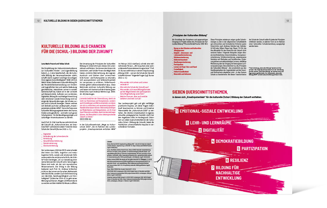 Kreativpotentiale entfalten NRW | Broschüre Doppelseite