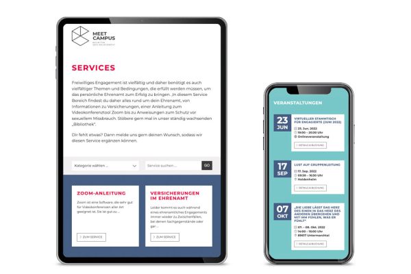 MEET CAMPUS | Webseite – Mobile Ansicht MEET CAMPUS | Webseite – Mobile Ansicht