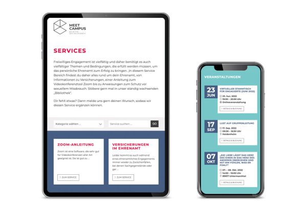 MEET CAMPUS | Webseite – Mobile Ansicht
