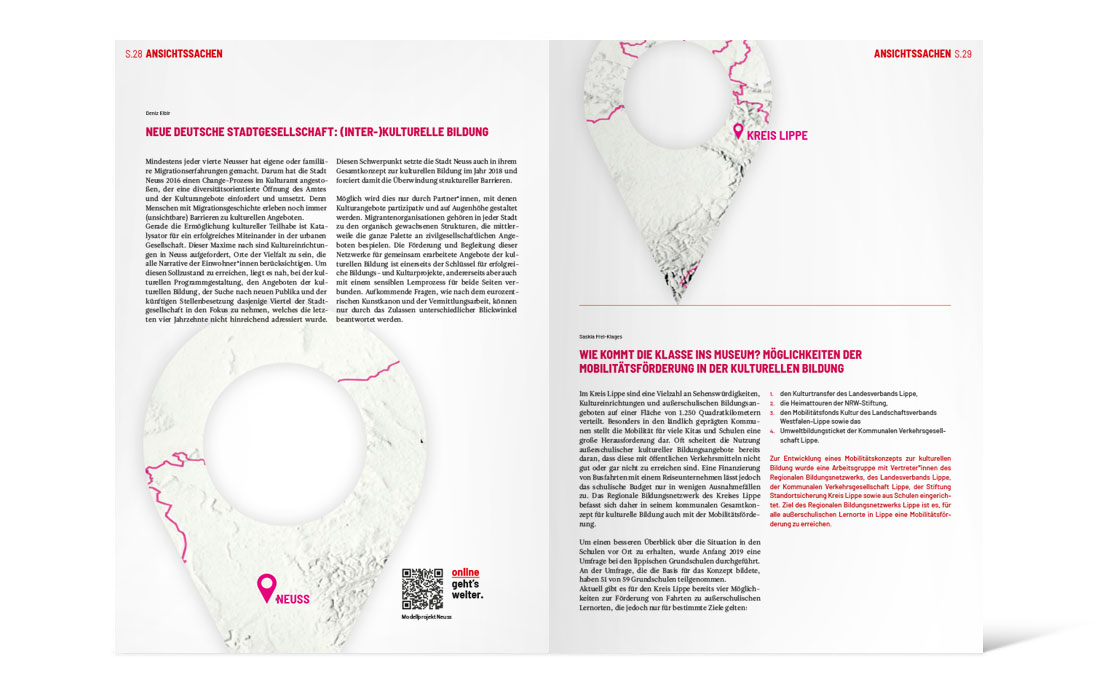 Doppelseite Themenheft „Kommunale Gesamtkonzepte für kulturelle Bildung“