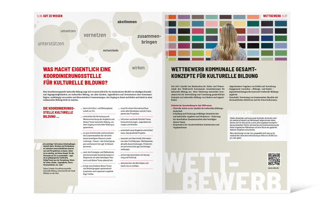 Doppelseite Themenheft „Kommunale Gesamtkonzepte für kulturelle Bildung“