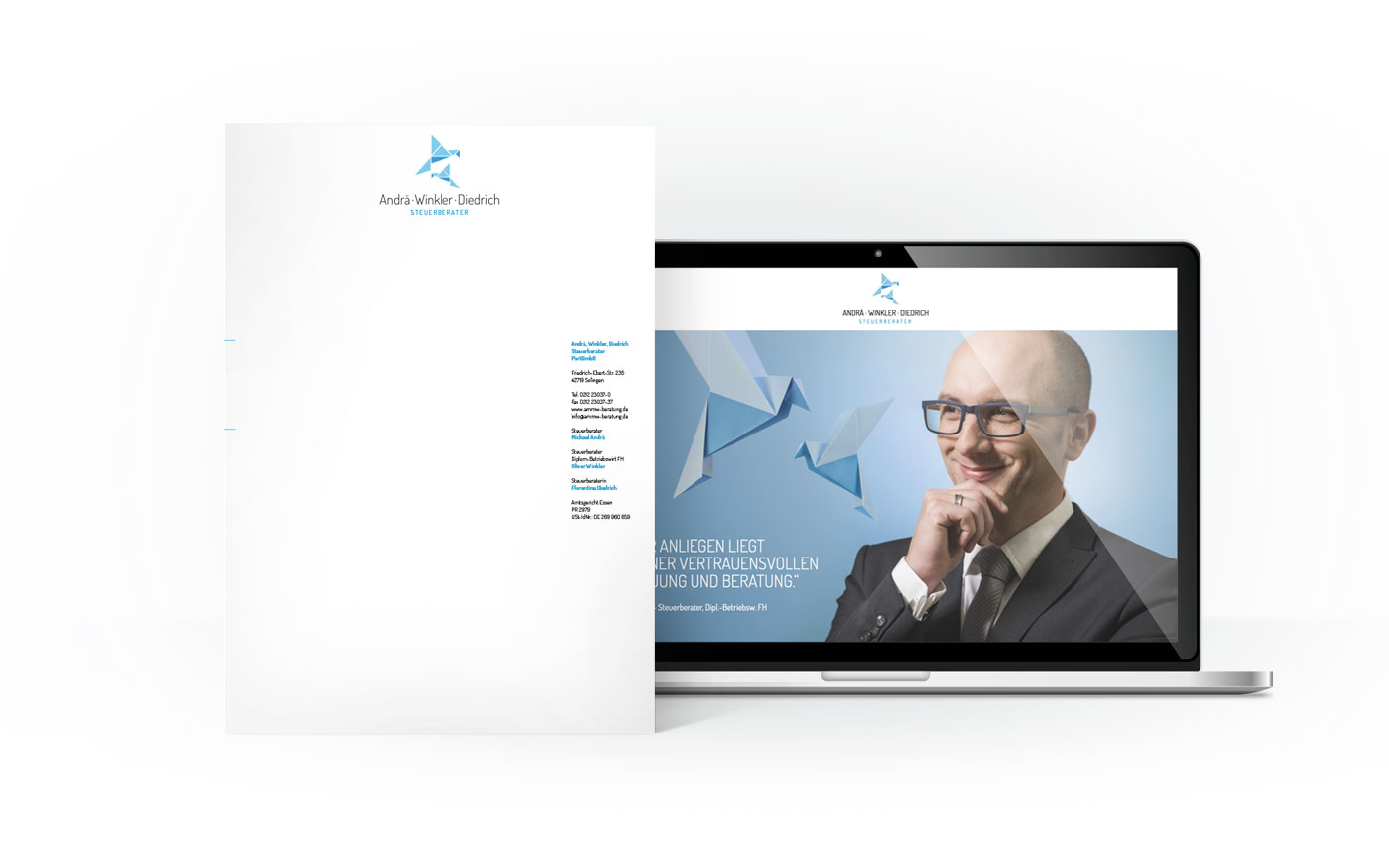 Collage Briefbogen und Webseite