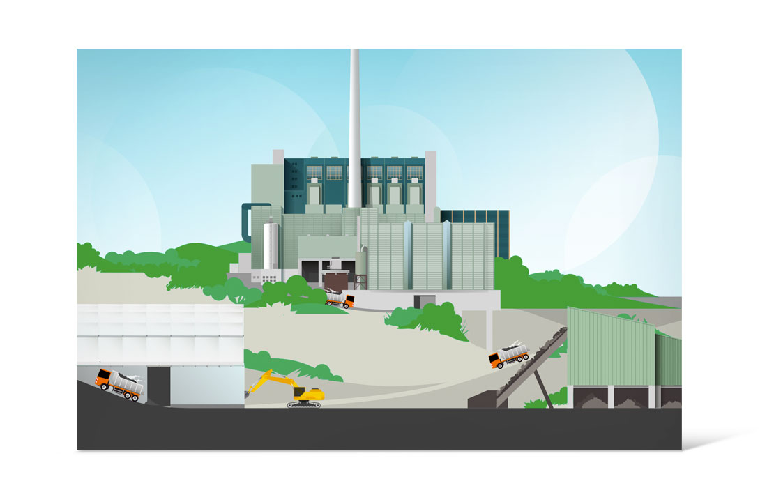 Illustration des Müllheizkraftwerkes zur Visualisierung für die spätere Animation
