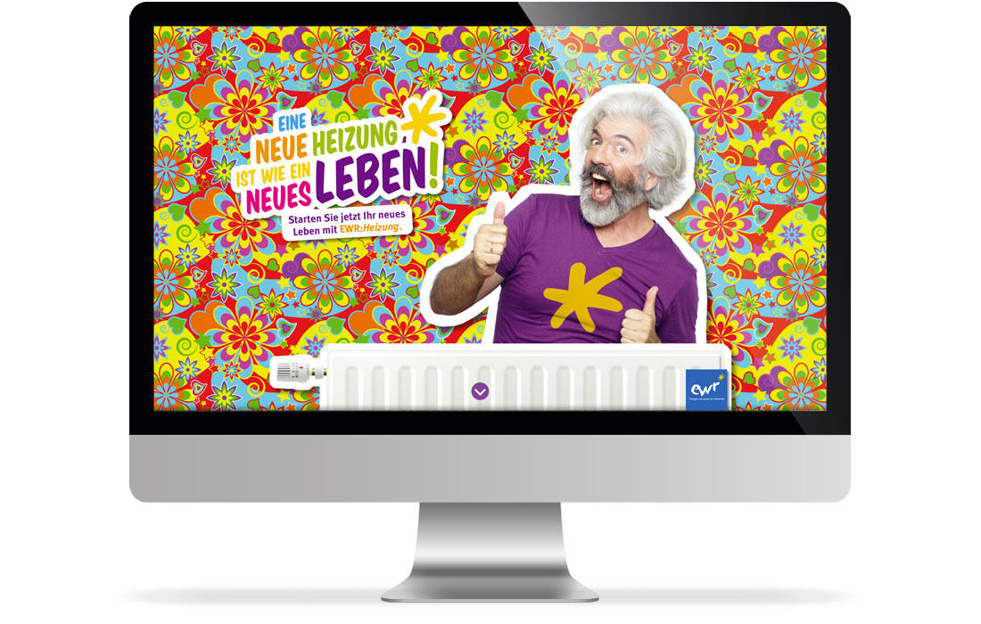 Desktop-Ansicht der Webseite der Kampage EWR-Heizung