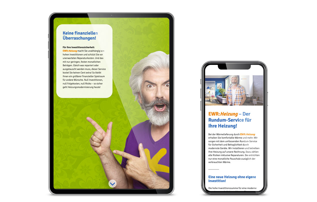 Mobile Ansicht der Webseite der Kampage EWR-Heizung