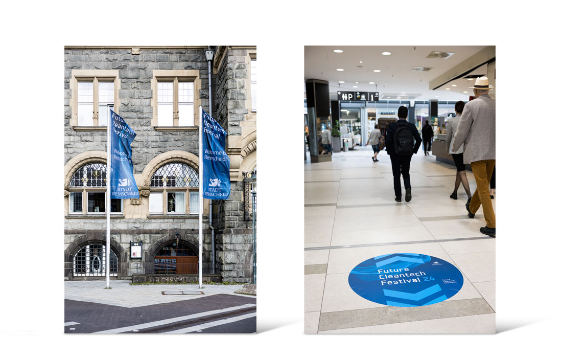 Bilder von Werbemaßnahmen im Stadtbild des Future Cleantech Festival 24
