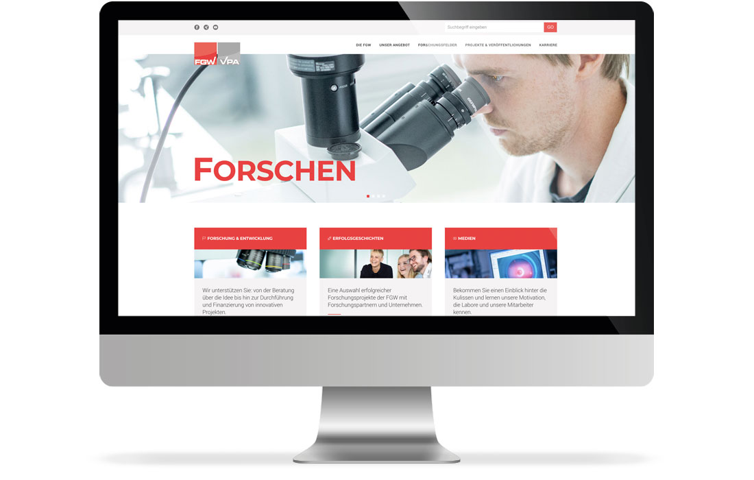 Die FGW Webseite in der Desktop-Ansicht