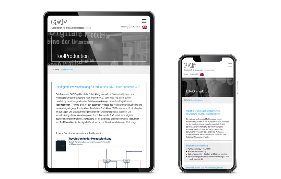 Webseite auf Tablet und Handy