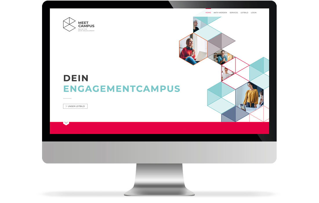 Die MEET CAMPUS Webseite in der Desktop-Ansicht