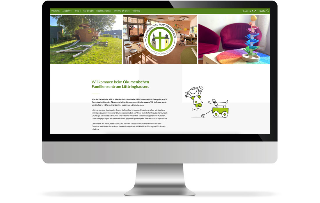 Die barrierefreie Webseite des ÖFZ Lüttringhausen in der Desktop-Ansicht