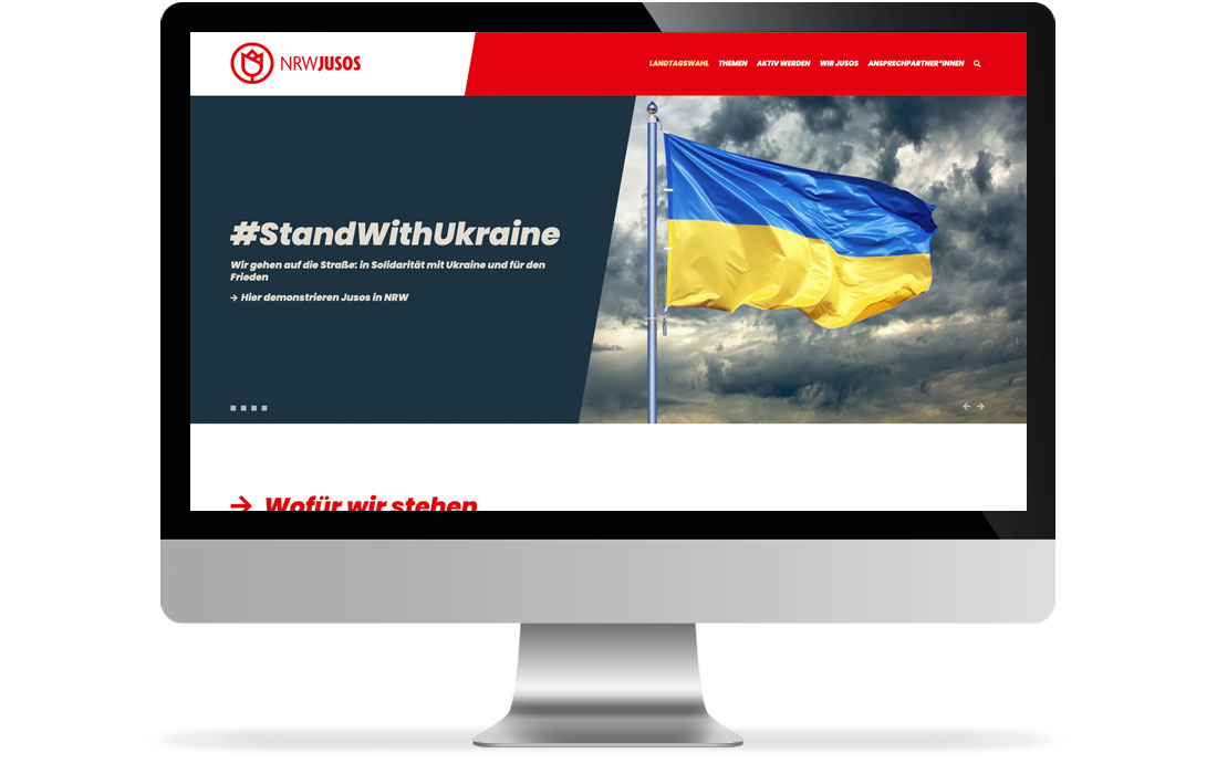 Die Jusos NRW Webseite in der Desktop-Ansicht