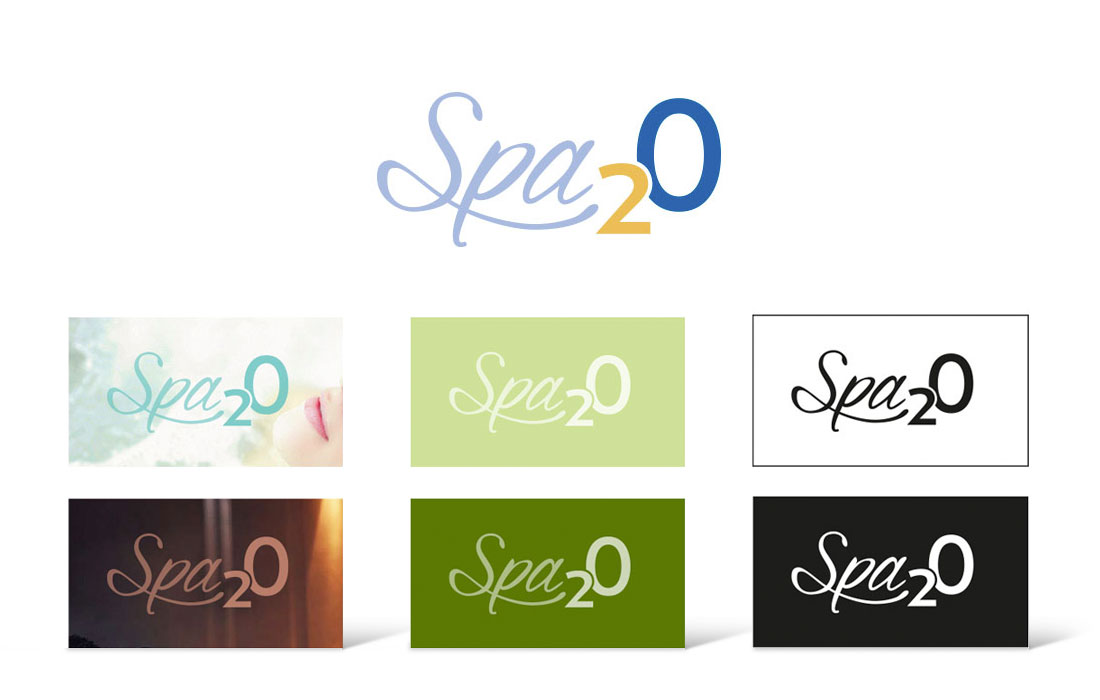 Spa2O-Logo in verschiedenen Varianten