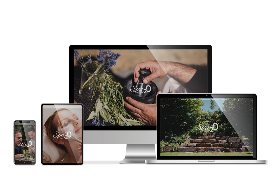 Darstellung der Spa2O-Webseite auf verschiedenen Endgeräten