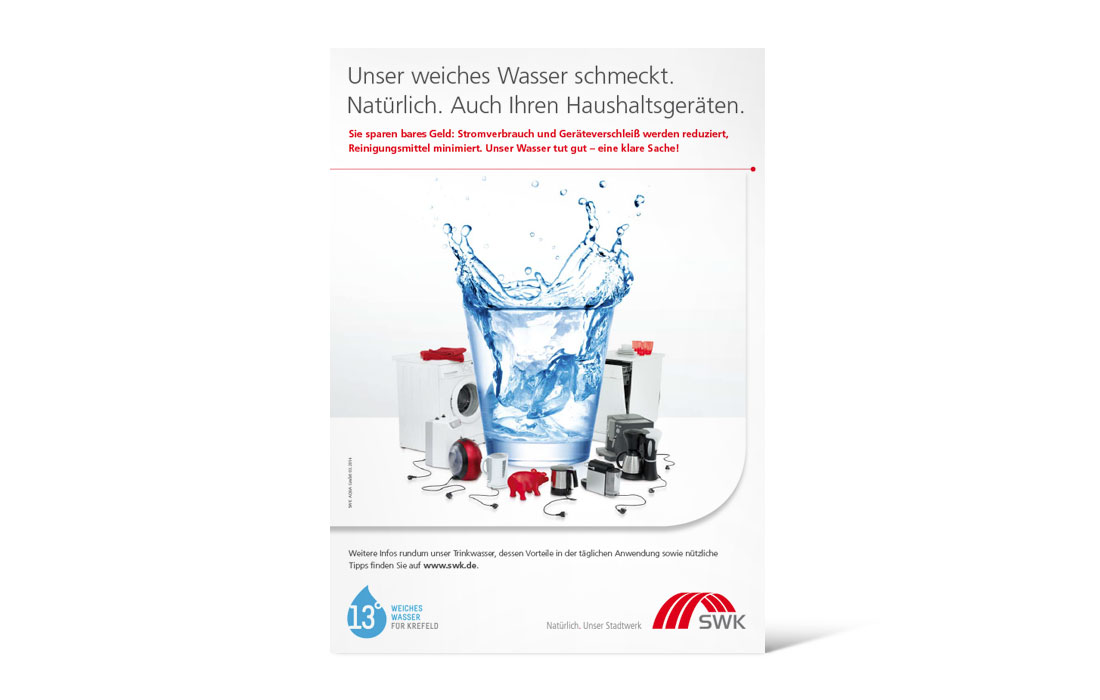 Anzeige der Kampagne „Weiches Wasser für Krefeld“