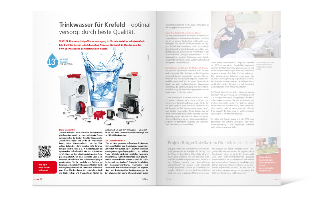 Artikel im Kundenmagazin der Kampagne „Weiches Wasser für Krefeld“