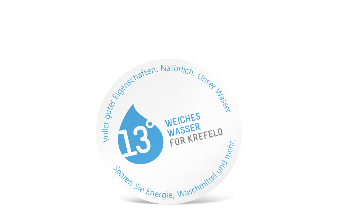 Aufkleber der Kampagne „Weiches Wasser für Krefeld“