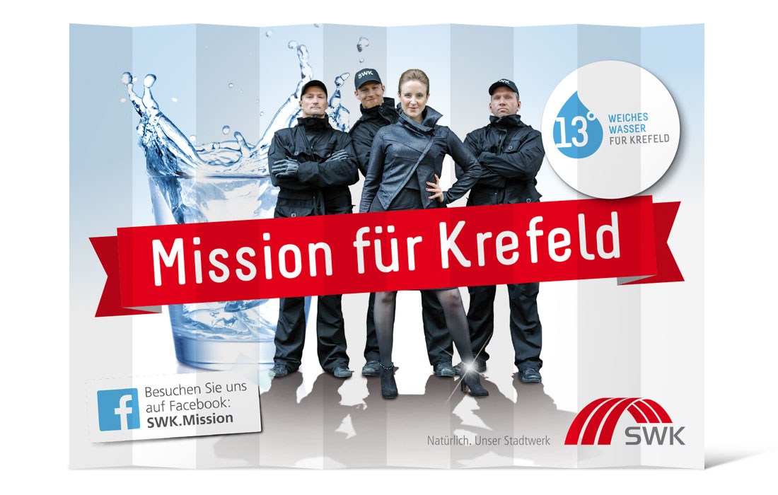 Klatschpappe der Kampagne „Weiches Wasser für Krefeld“