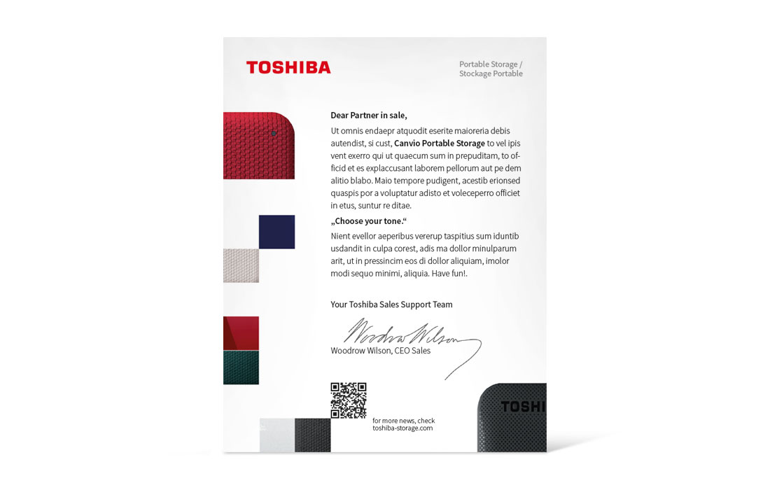 Anschreiben zum Toshiba Salespartner-Package