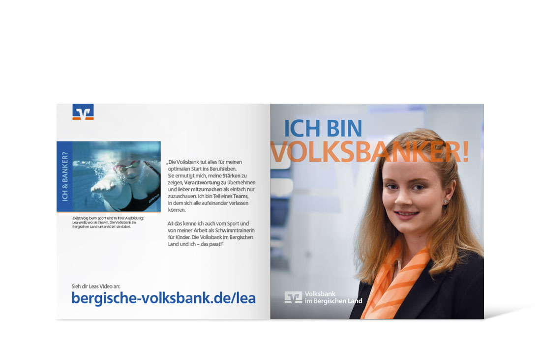 Doppelseite des Volksbank Azubi-Kampagnen-Flyers