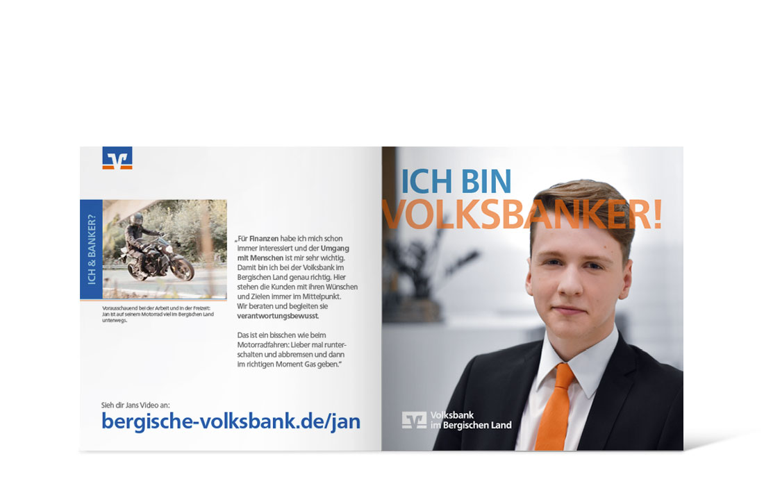 Doppelseite des Volksbank Azubi-Kampagnen-Flyers