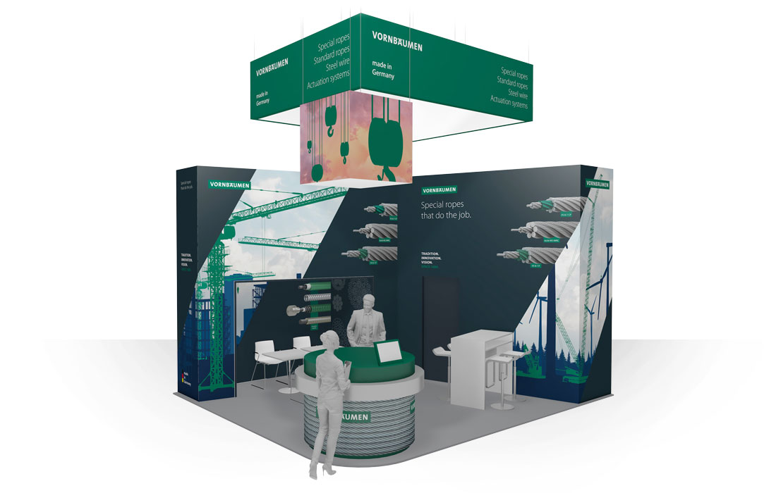3D-Illustration des Messestands für die BAUMA 2022