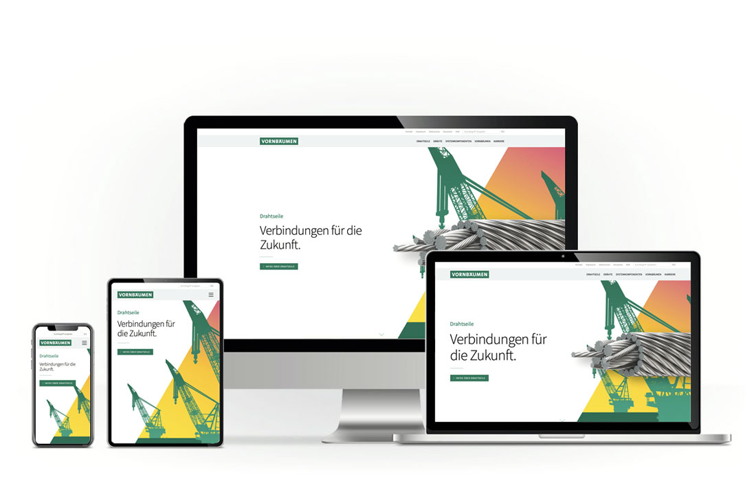 Präsentation der Vornbäumen Webseite auf verschiedenen Endgeräten