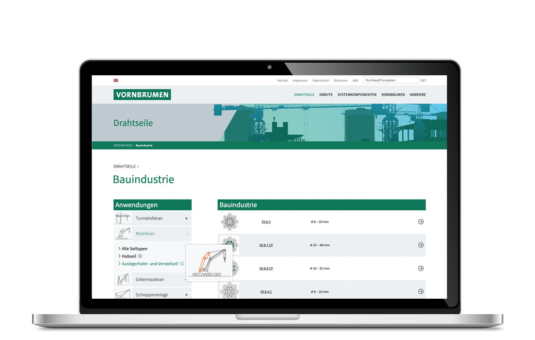 Die Vornbäumen Webseite in der Laptop-Ansicht