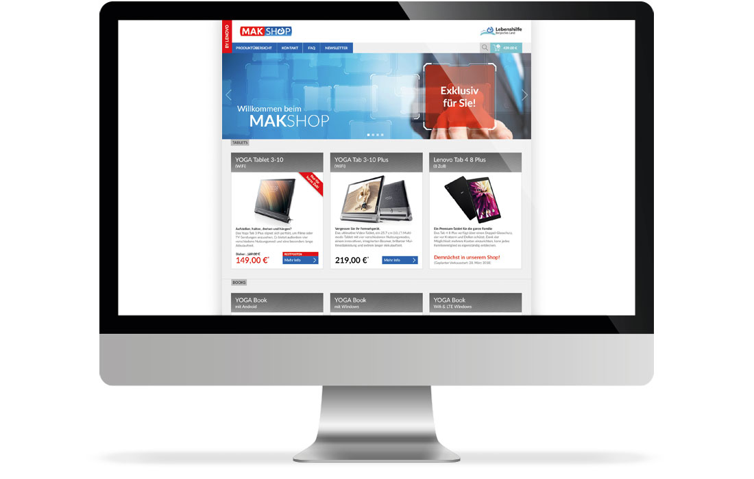 Gestaltung MAK-Shop der Lebenshilfe Bergisches Land – Desktop-Ansicht