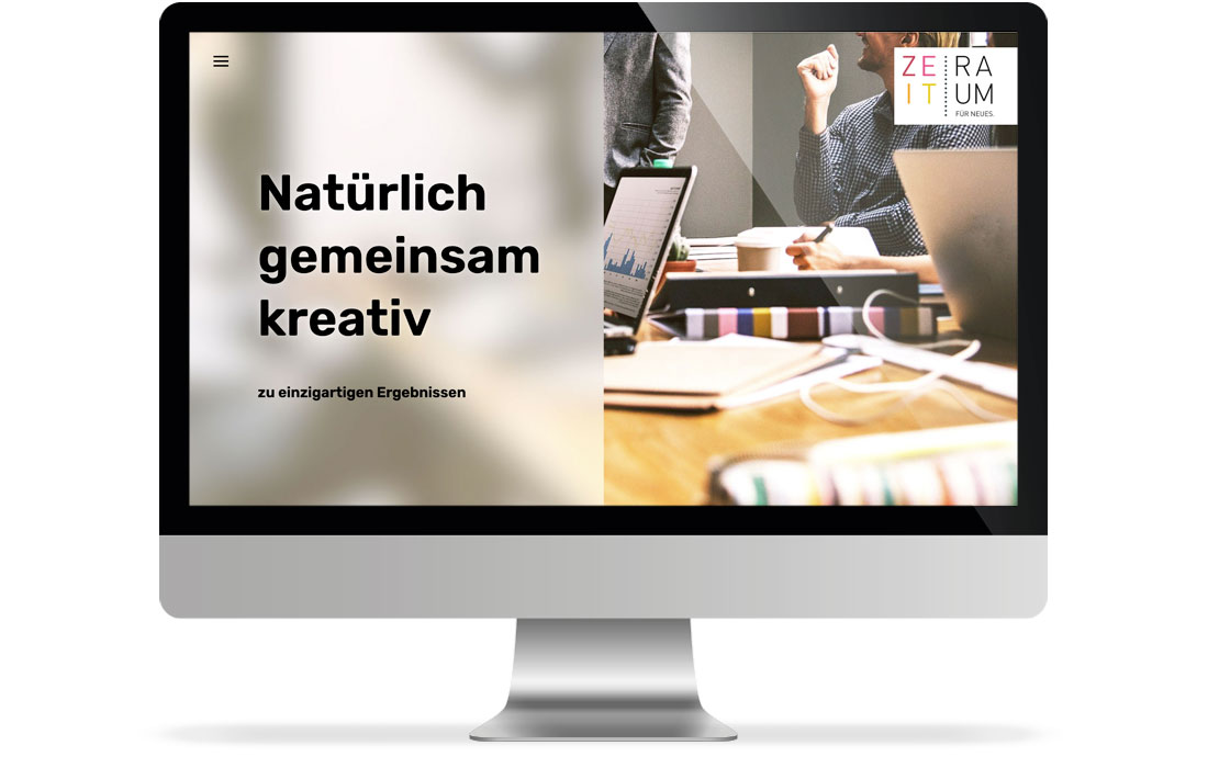 Die ZEIT:RAUM Webseite in der Desktop-Ansicht