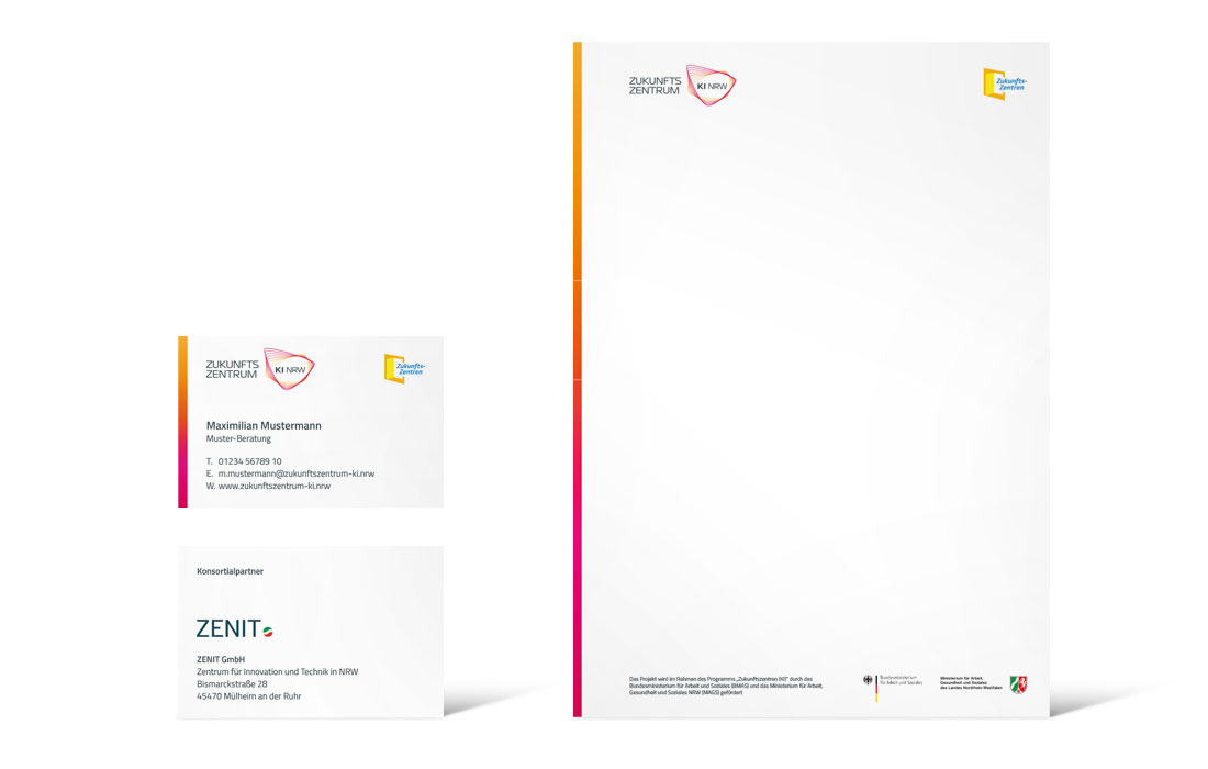 Die Geschäftsausstattung für das Zukunftszentrum KI NRW