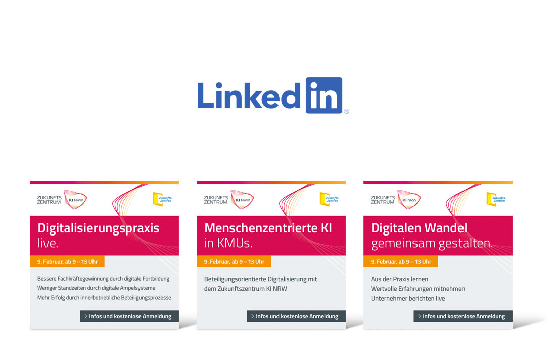 Anzeigen LinkedIn für das Zukunftszentrum KI NRW