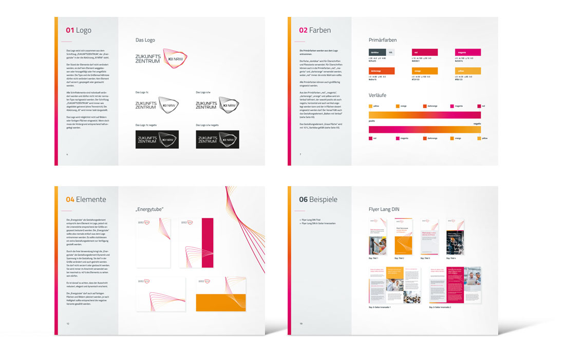 Innenseiten des CD-Manuals Zukunftszentrum KI NRW