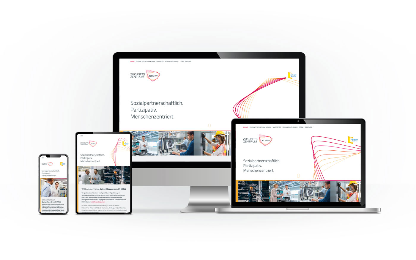 Präsentation der Zukunftszentrum KI NRW Webseite auf verschiedenen Endgeräten